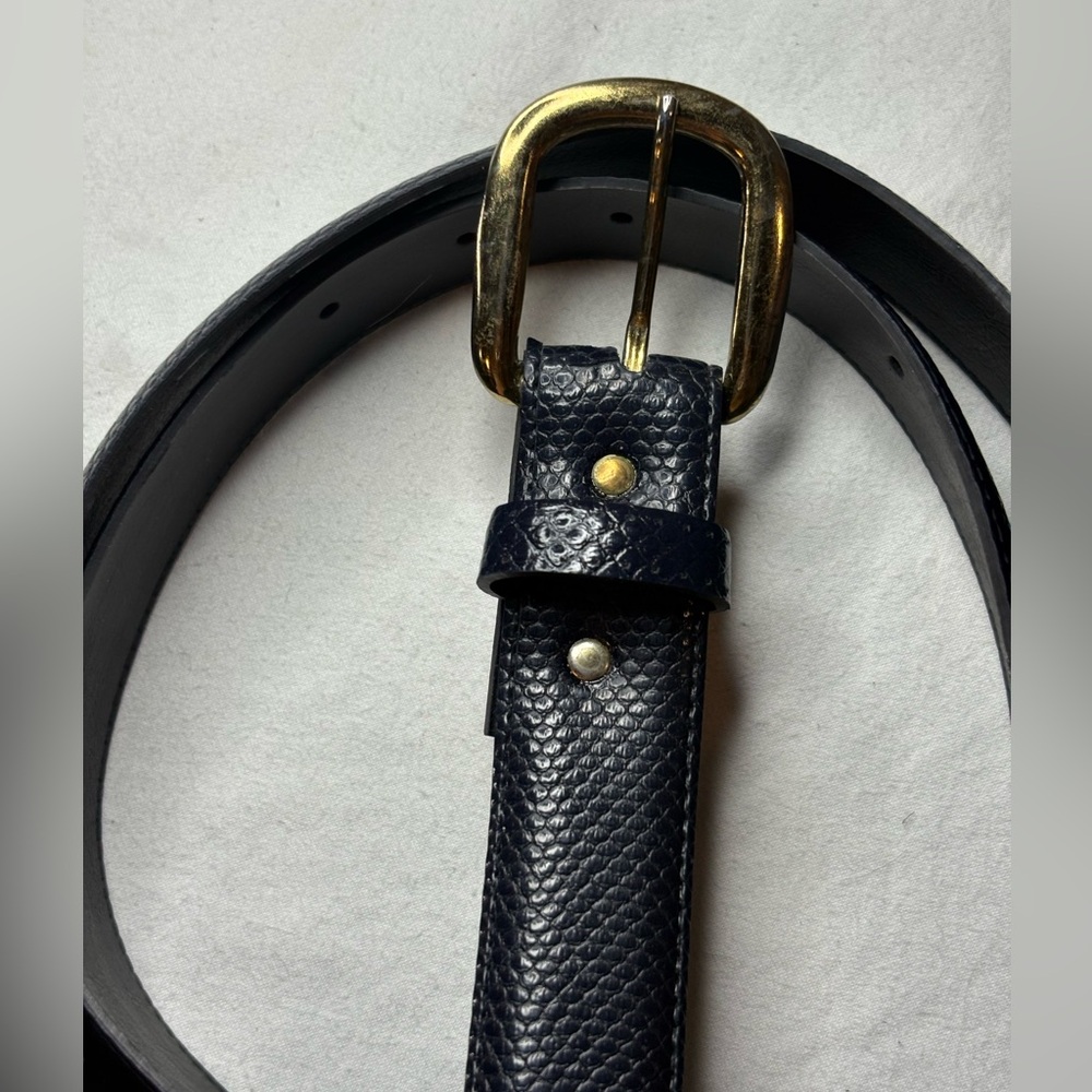 Size 16 Black Embossed belt Brass colored buckle